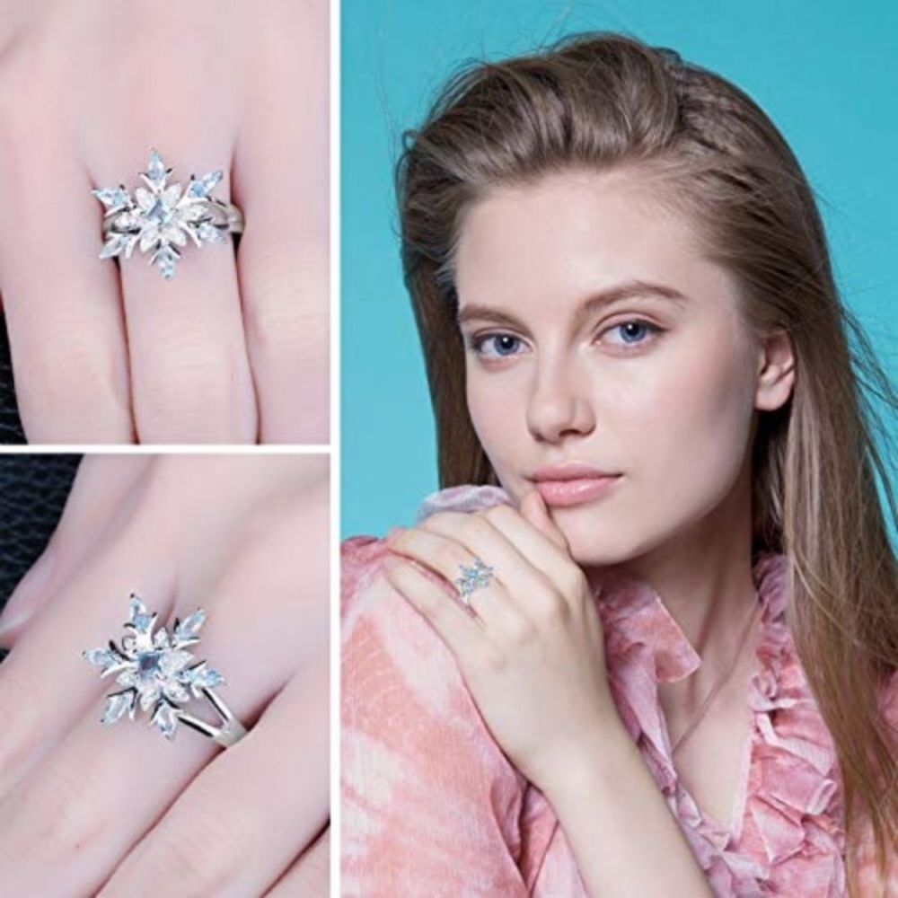 925 Sterling Silver Snowflake Shape Ring